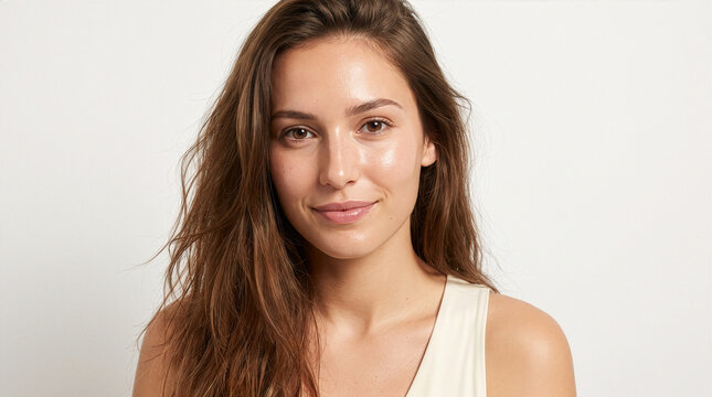 Direct Beauty Portrait of a Young French Woman with Flawless Skin