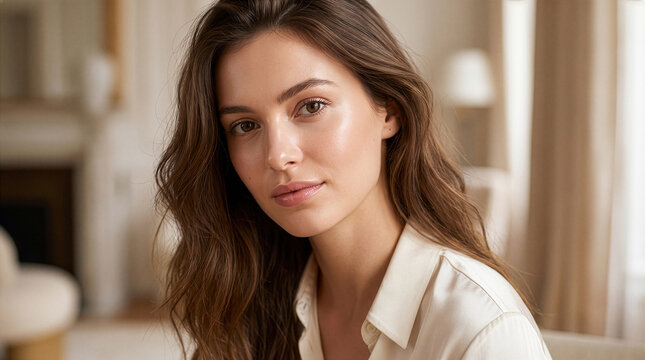 Confident Editorial Portrait of a French Woman for Premium Cosmetic Ads