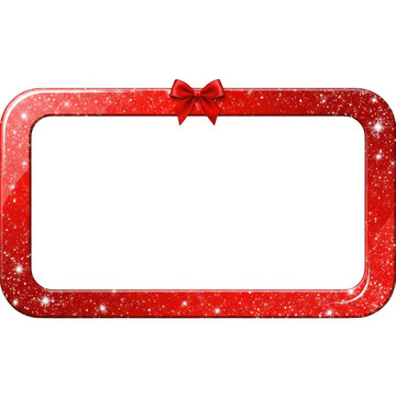 Red gift tag with bow isolated on transparent background