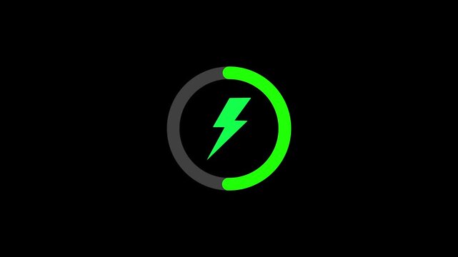 Power symbol animation icon on transparent background with alpha channel.