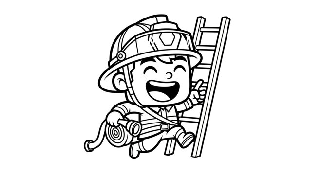 Happy cartoon character holding a large pencil and paper.