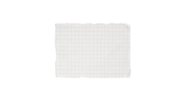 Torn piece of graph paper isolated on transparent background