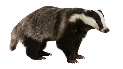 European Badger with distinctive black and white striped face © dominica