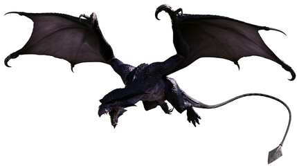 Dark fantasy dragon with spread wings and sharp claws © dominica