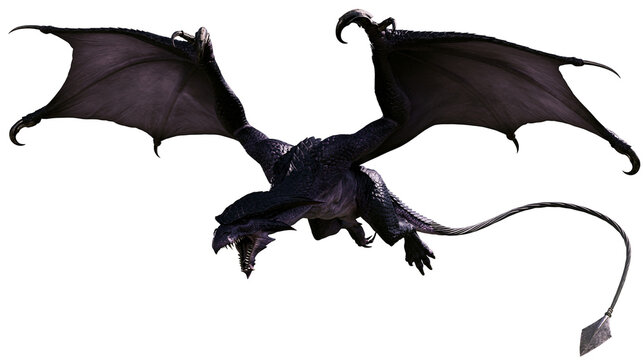 Dark fantasy dragon with spread wings and sharp claws