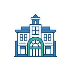 Fototapeta premium Simple Blue and White School Building.