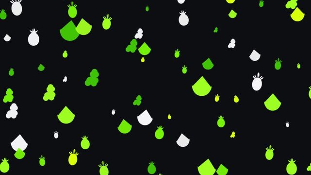 Abstract Minimalist Pineapple Pattern Motion with Floating Green Shapes
