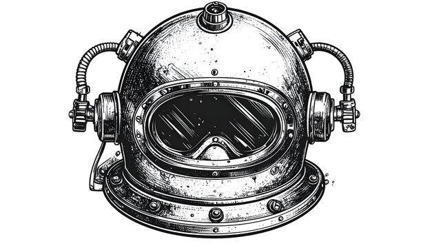 Vintage Diving Helmet Illustration Transparent Background
