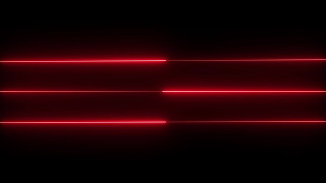 Horizontal neon line direction, neon diagonal lines or glowing light stripes on a black background. glowing horizontal neon lines streaming across on the screen