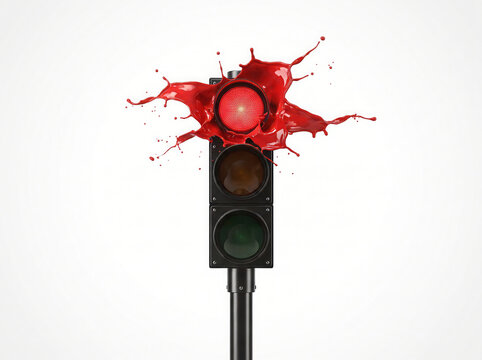 Red Traffic Signal with Paint Splash Effect