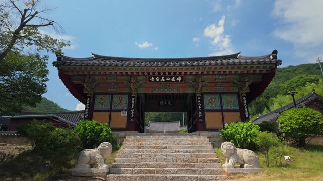 Locked-off shot Buddhist temple