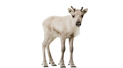 Young reindeer with small antlers standing © darietta