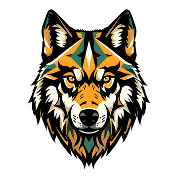 Abstract Tricolor Wolf Design