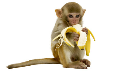 Young monkey eating a peeled banana © darietta