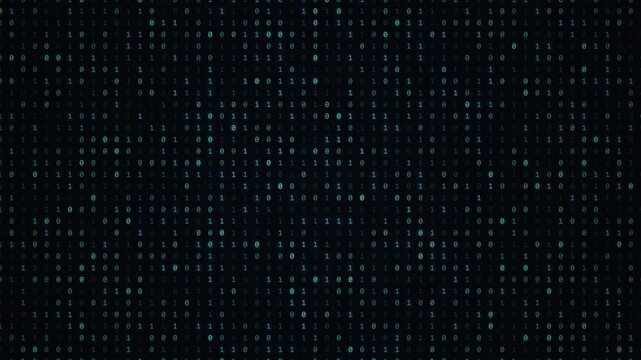 Binary Code Data Stream Loop. Digital Matrix Background.