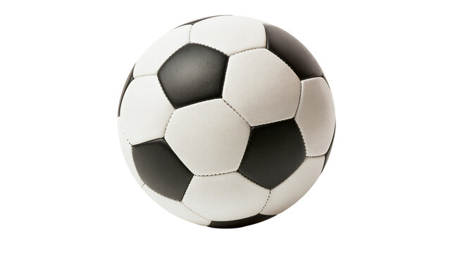 Classic soccer ball with black and white pentagonal panels