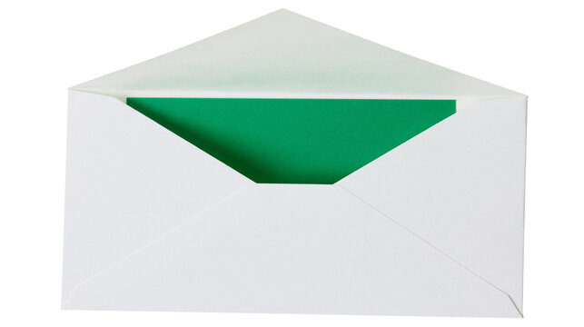 White paper envelope with green interior