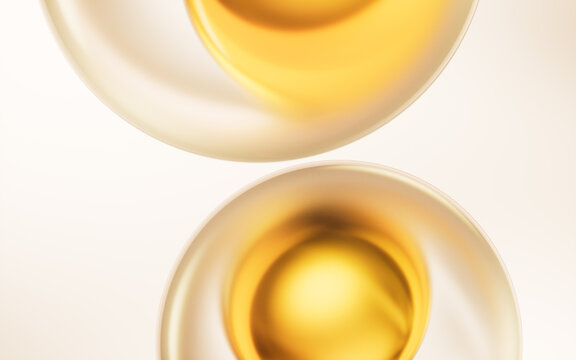 Abstract golden glass bubbles background, 3d rendering.