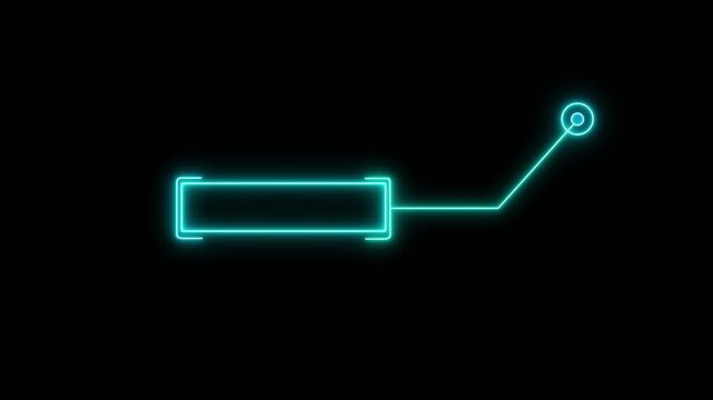 Neon blue hud callout with glowing pointer for digital interface and data visualization