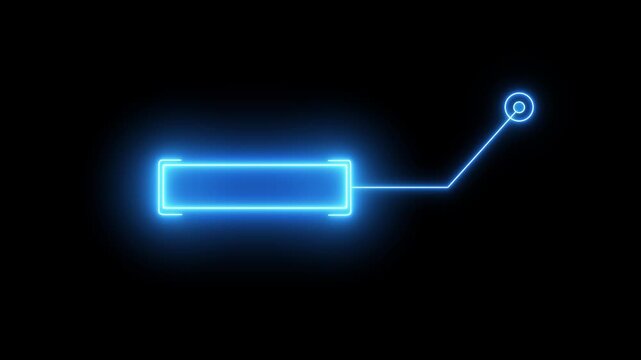 Neon blue hud callout with glowing pointer for digital interface and data visualization