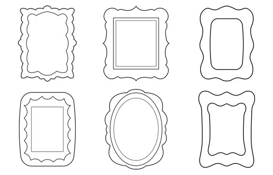 Decorative hand drawn frames and borders set in vintage style for invitations, greeting cards, and branding. editable stroke