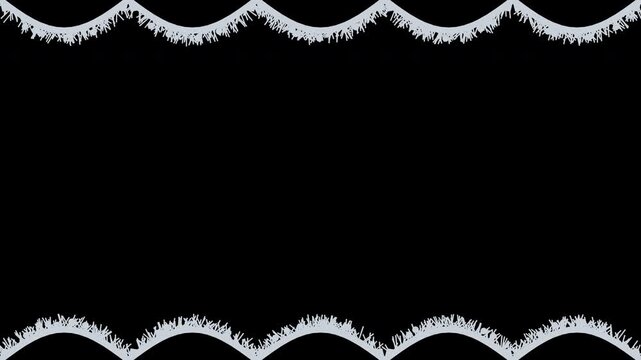 Pine garland border decoration gently swaying on top and bottom edges, silver Christmas transparent overlay, seamless loop animation