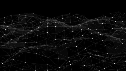 Polygonal mesh network with connected nodes a monochromatic black and white vector illustration abstract algorithmic architecture background © MINA