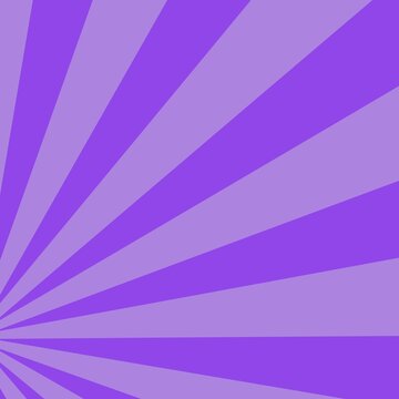 Vibrant purple sunburst radial background with alternating light and dark stripes. Concept of energetic comic rays, dynamic vector backdrop, retro pop style, flat geometric pattern