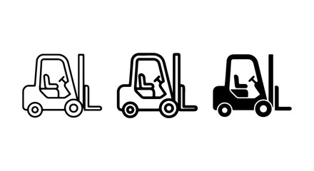 Naklejka premium Forklift Icons Set, Industrial Vehicle Vector Graphics, Warehouse Equipment Symbols, Logistics Transport