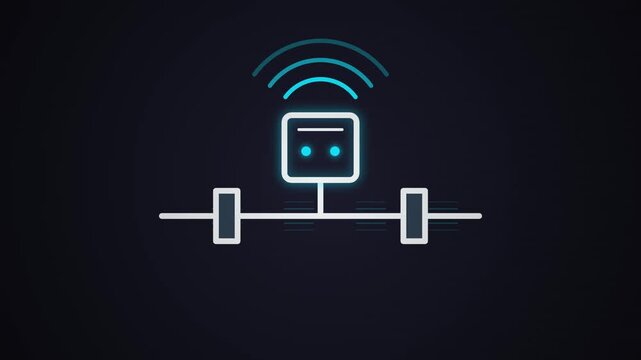 IoT Network Node and Wireless Signal Glowing Animation