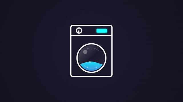 Animated Washing Machine Icon with Sloshing Water