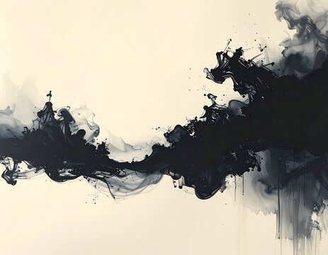 Abstract japanese sumi ink wash gradient background on washi paper with copy space