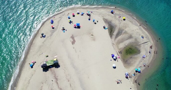 Possidi Cape Halkidiki Beach Aerial View with People