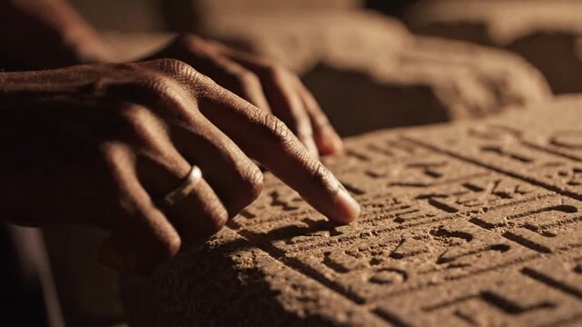 Hand Tracing Ancient Stone Inscriptions