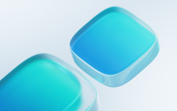 Abstract blue cube geometric glass background, 3d rendering.