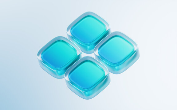 Abstract blue cube geometric glass background, 3d rendering.