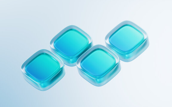 Abstract blue cube geometric glass background, 3d rendering.