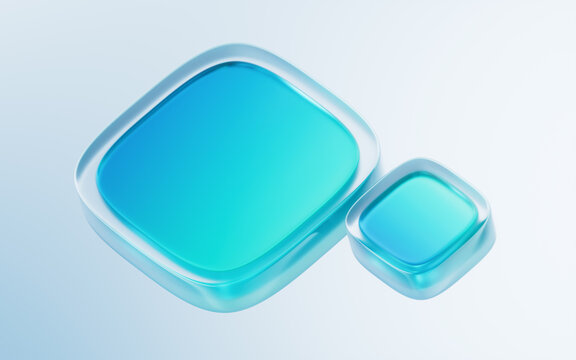 Abstract blue cube geometric glass background, 3d rendering.