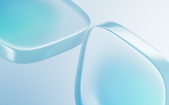 Abstract blue cube geometric glass background, 3d rendering.