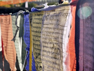 tibetan prayer flags in the morning light in Ladakh. colorful background in the himalayas © Etoilepolaire
