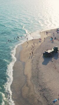 Aerial Sunset Beach Possidi Cape Halkidiki Greece Coastline View
