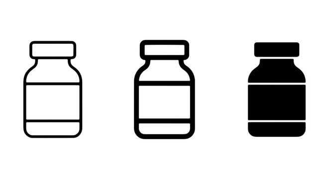 Medicine Bottle Icons, Pharmaceutical Vials, Healthcare Container Symbols, Medical Jars