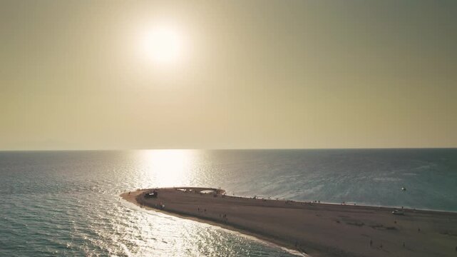 Sunset Over Possidi Cape Beach Halkidiki Greece Aerial View