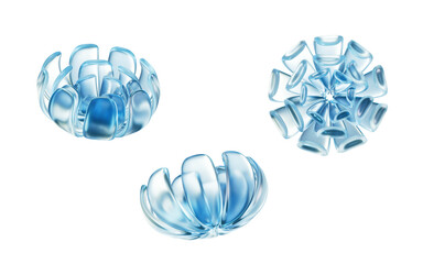 Fototapeta premium Transparent flower with curve petals, 3d rendering.