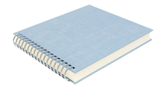 Light blue textured spiral bound notebook with cream pages