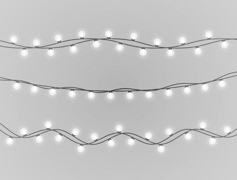 Christmas String Light Garland. Glowing Festive Decoration PNG.
