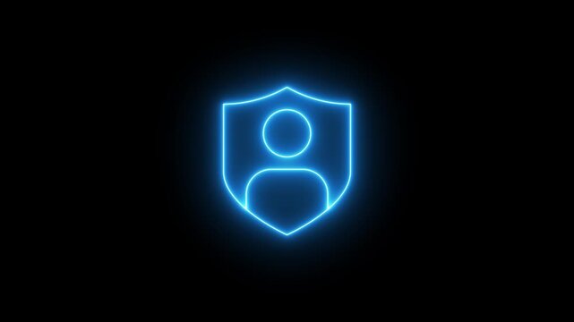 User security and protection icon with shield. Symbol of verified account, privacy and safe access. Ideal for cybersecurity, secure login, user verification and data protection