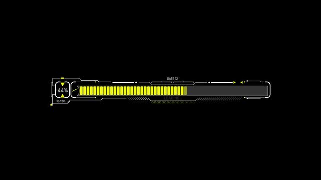 Futuristic Sci Fi HUD Horizontal Segmented Progress Bar with Percentage Counter and Gate Label