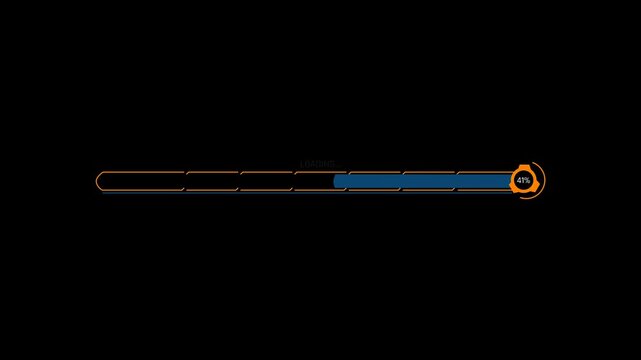 Futuristic Sci Fi HUD Horizontal Progress Bar with Right to Left Reverse Fill and Circular Percentage Counter