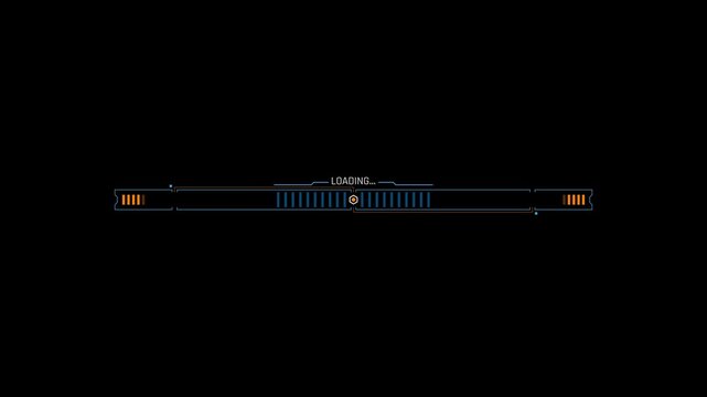 Futuristic Sci Fi HUD Horizontal Progress Bar with Symmetrical Center Out Loading Fill and Central Node Icon